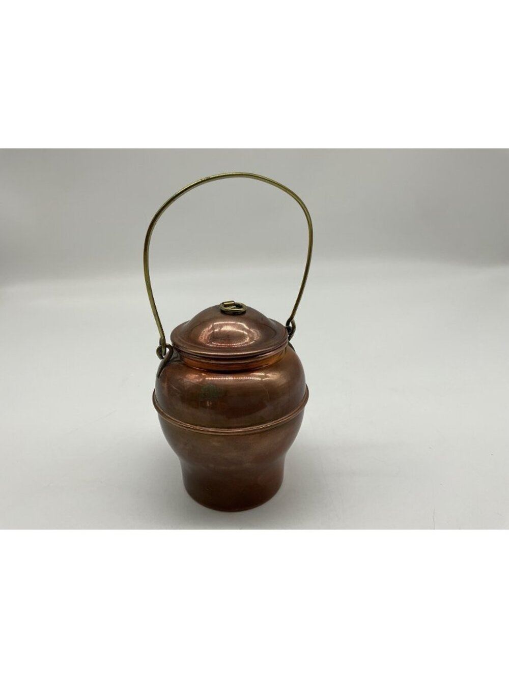 Antique Swedish Copper Ware Copper Pot, Pail, or Churn with Lid and Handle 4"